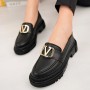 TREENDY Kadın Siyah walencia Tokalı Kalın Tabanlı Loafer Ayakkabı