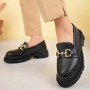 Kadın Siyah Tokalı Kalın Tabanlı Loafer Ayakkabı -54