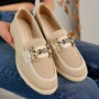 MODAPAPUÇ Letty Kadın Zincir Tokalı Kalın Taban Pu Deri Günlük Klasik Topuklu Loafer Makosen Ayakkabı